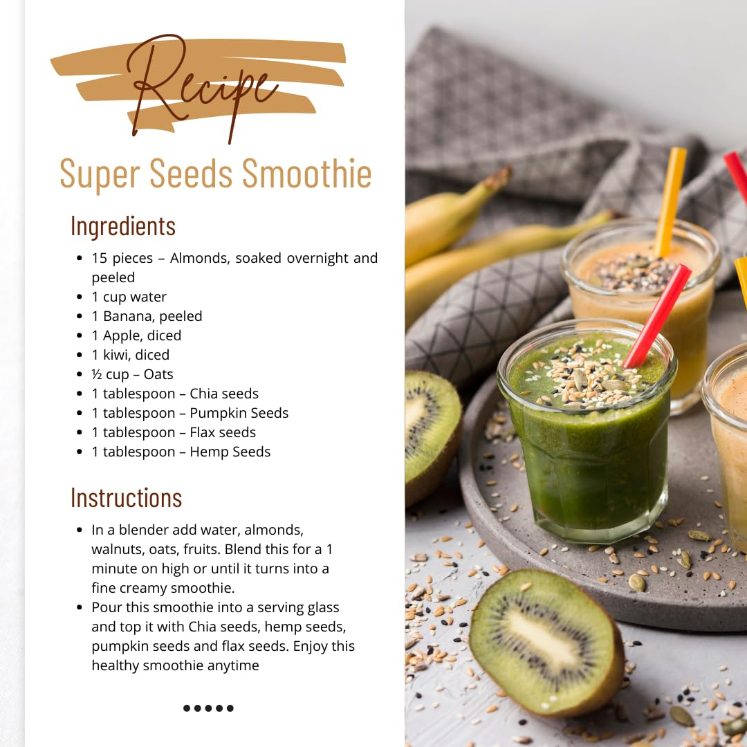 Sunbest Natural Organic Super Seeds Mix, 2-Pack – Raw Chia, Flax Seed, Hemp, Pumpkin & Sunflower Seeds – Great For Trail Mix, Smoothies & Salads – Superfood Blend Rich in Protein & Fiber (32 oz)