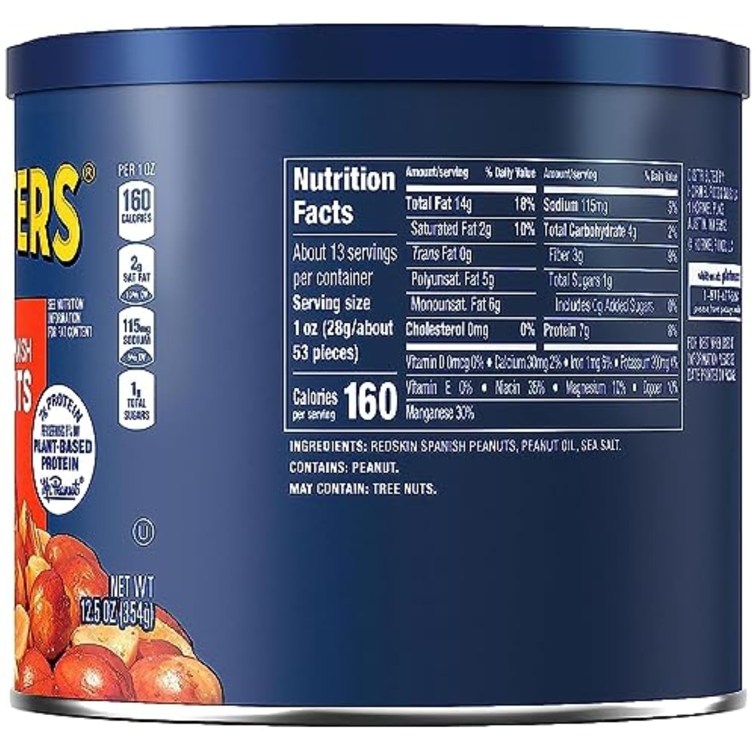 PLANTERS Redskin Spanish Peanuts, Roasted Salted Peanuts 12.5 oz Jars (Pack of 6)