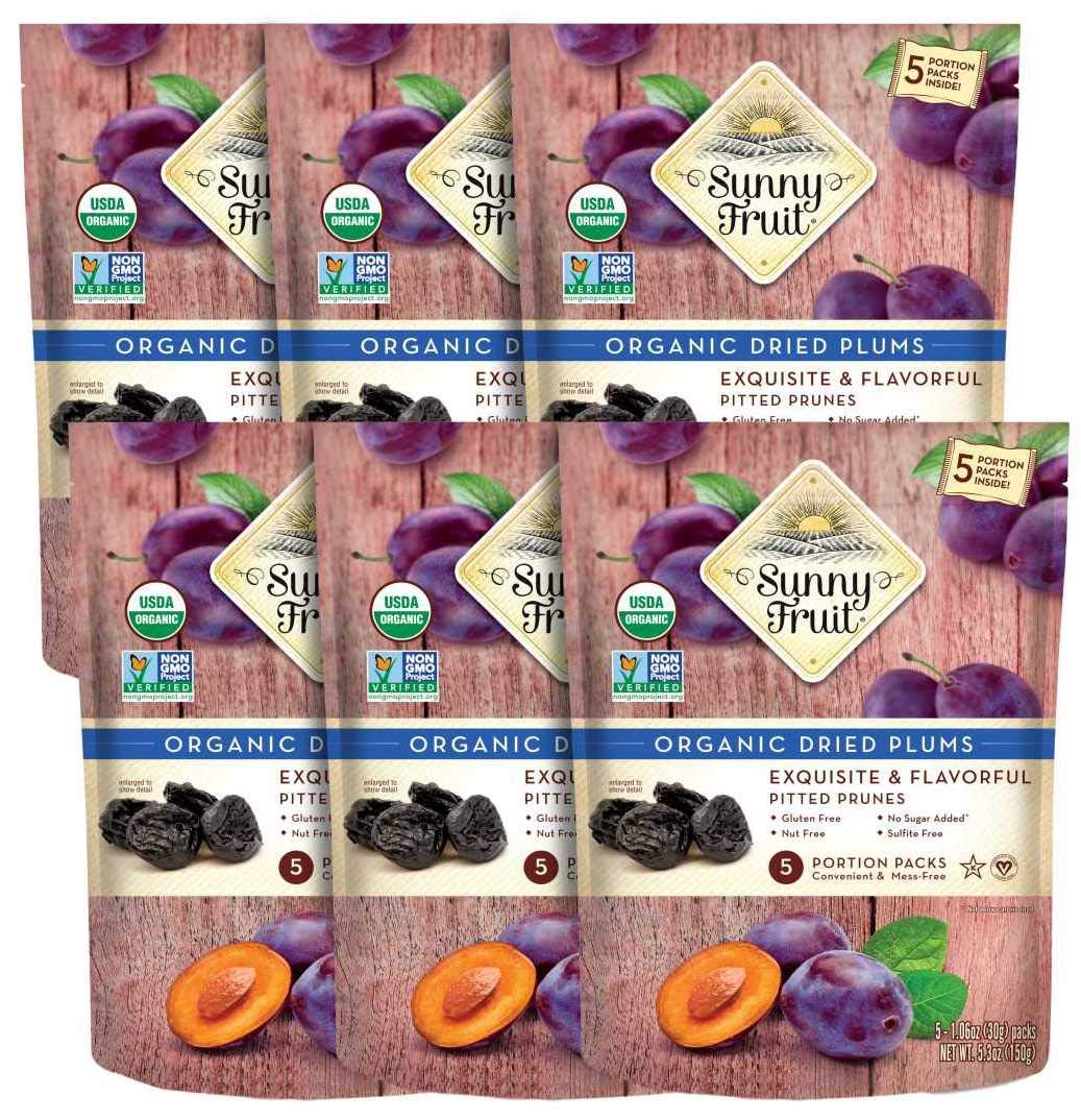 Sunny Fruit Soft Organic Pitted Prunes, 2.5 Pound Bulk Bag | No Preservatives, No Sugar Added | Healthy, Naturally Sweet Dried Plums | High Fiber Dried Fruit | ORGANIC, NON-GMO, VEGAN, HALAL, KOSHER