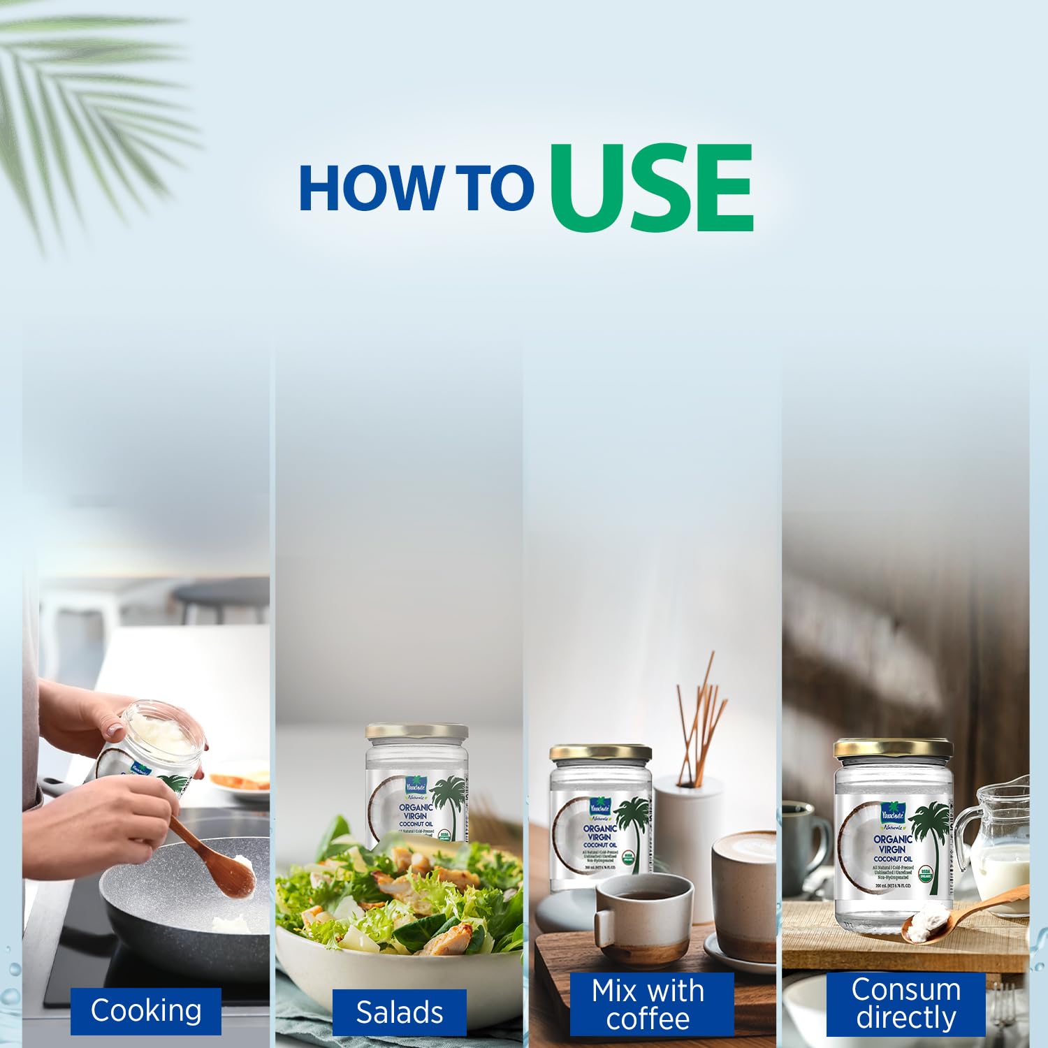 Parachute Naturalz Organic Virgin Coconut Oil | For Cooking, Hair, Body & Oil Pulling | Cold Pressed | Unbleached | Unrefined | Non-Hydrogenated | MCT Oil | USDA Certified |16 Fl.Oz | Glass Jar