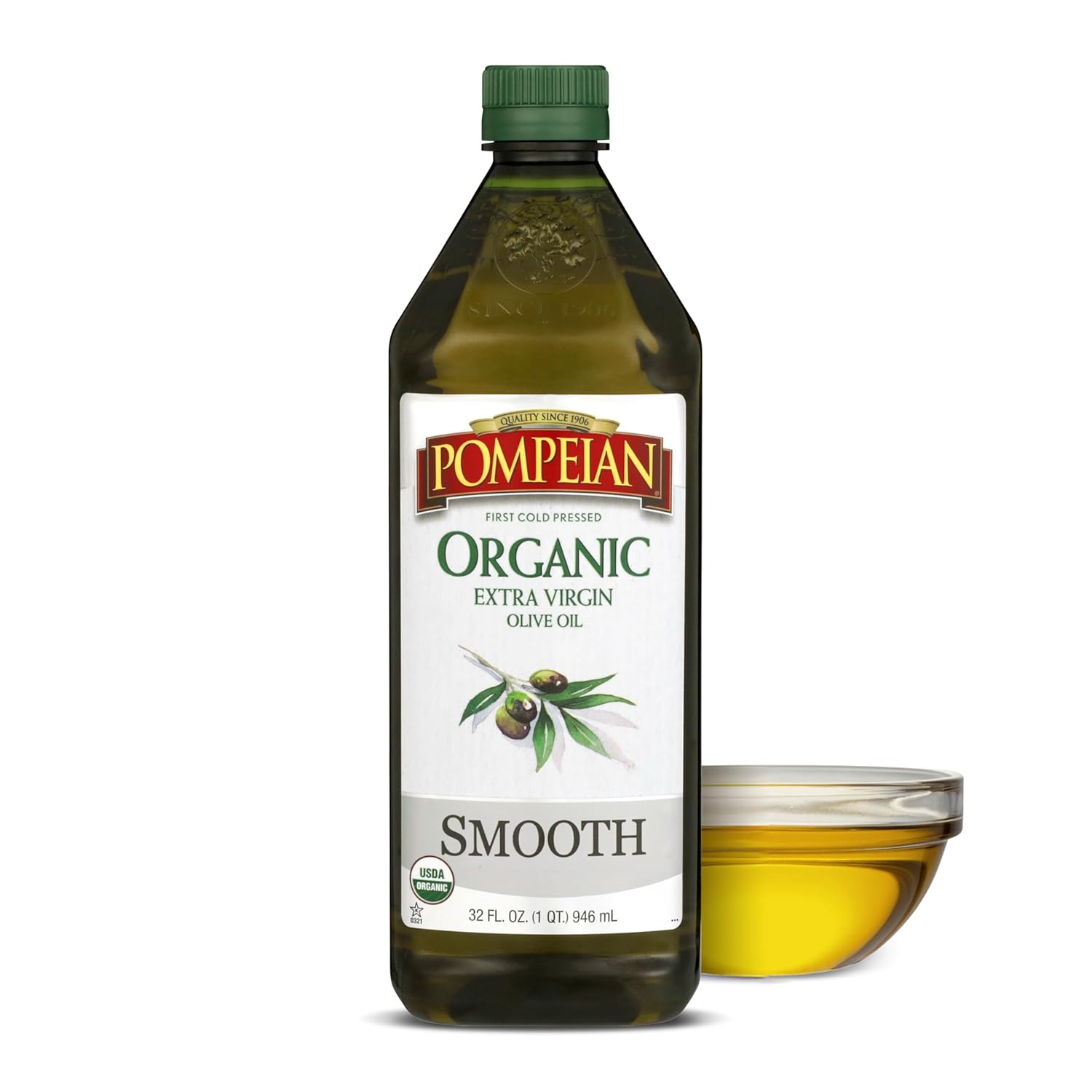 Pompeian Smooth Extra Virgin Olive Oil, Contains Polyphenols, First Cold Pressed, 68 Fl Oz