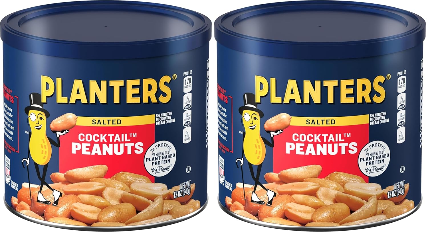 PLANTERS Redskin Spanish Peanuts, Roasted Salted Peanuts 12.5 oz Jars (Pack of 6)