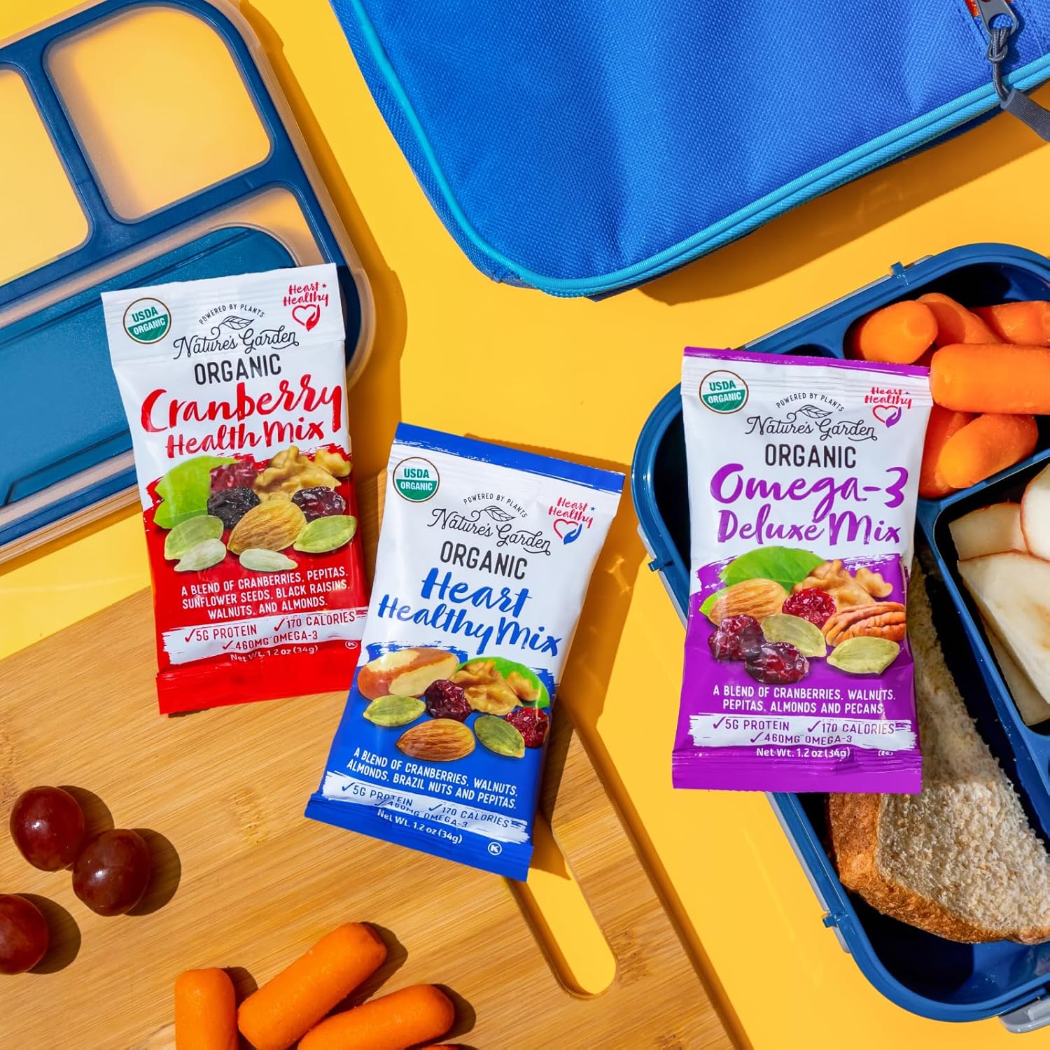 Nature's Garden Organic Trail Mix Snack Packs - Trail Mix Variety, Energy Boosting, Heart Healthy, Omega-3 Rich, Cranberries, Pumpkin Seeds, Individual Packs, Family - 1.2 Oz Bags (48 Individual Servings)