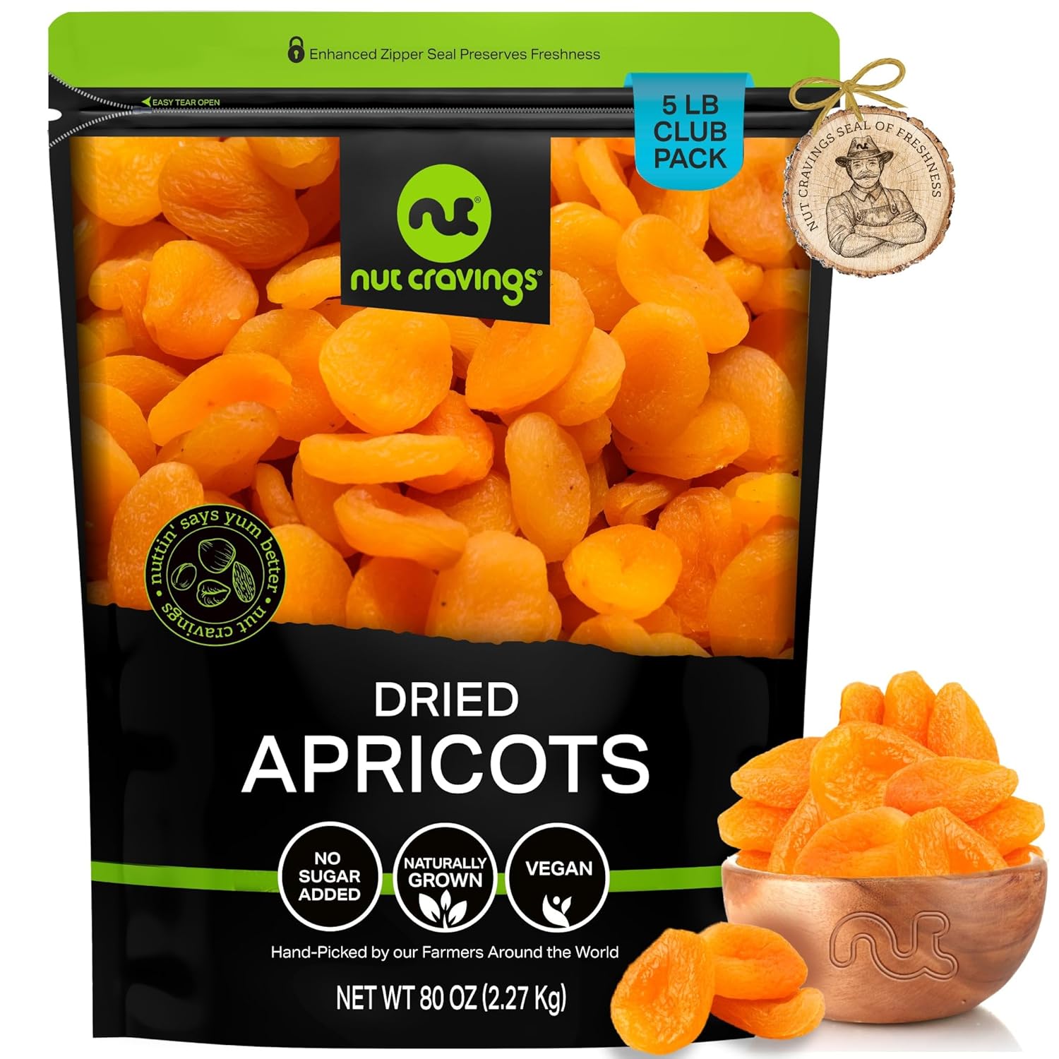 NUT CRAVINGS - Dried California Peaches, No Sugar Added, Unsweetened (16oz, 1 LB) Sweet Healthy Snack, Vegan, Kosher, Resealable Bag