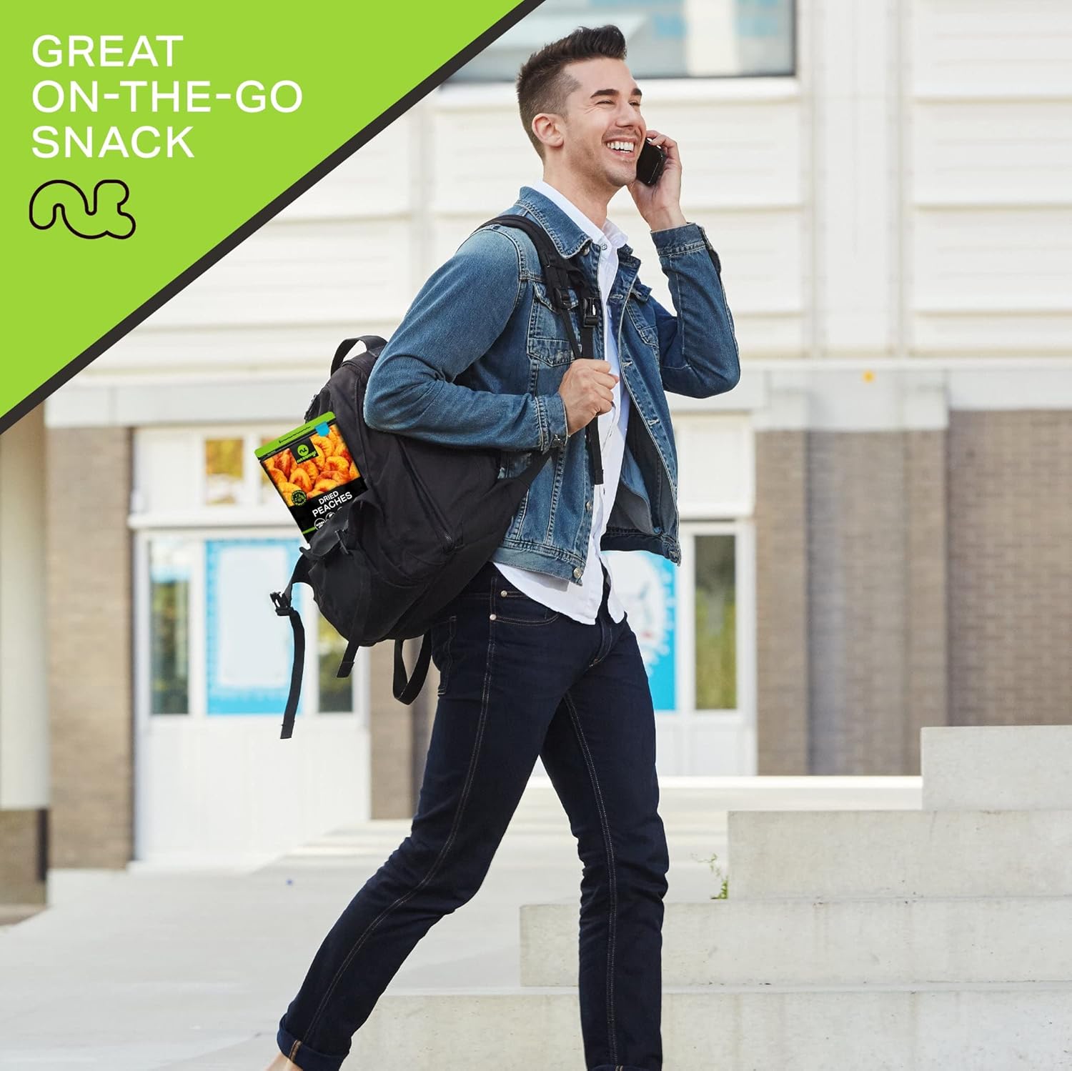 NUT CRAVINGS - Dried California Peaches, No Sugar Added, Unsweetened (16oz, 1 LB) Sweet Healthy Snack, Vegan, Kosher, Resealable Bag