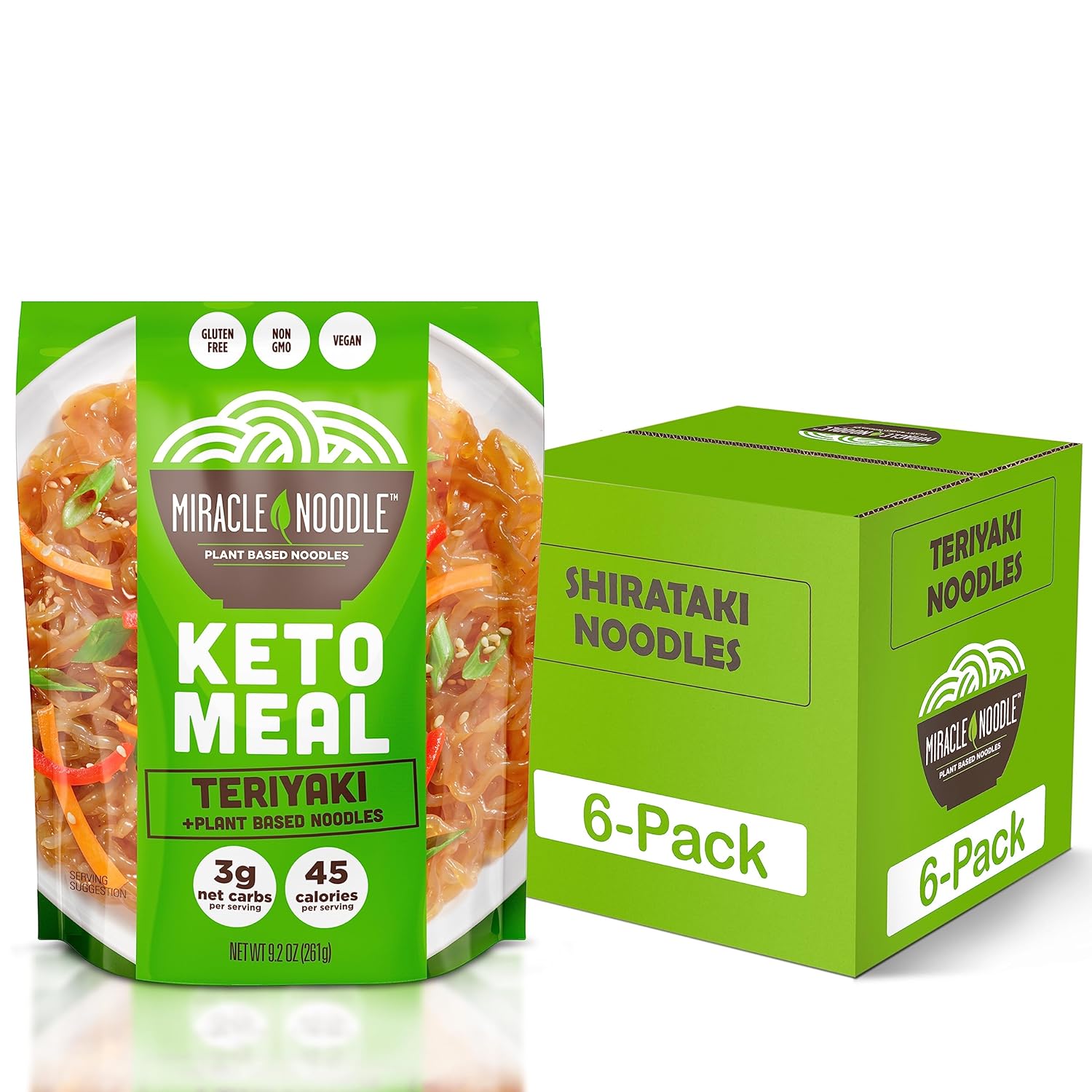 Miracle Noodle Ready to Eat Organic Spaghetti Pasta, 7 Oz (Pack of 6), Plant Based Shirataki Konjac Noodles, 5 Calories, 1g Net Carbs Per Serving, Keto, Gluten-Free