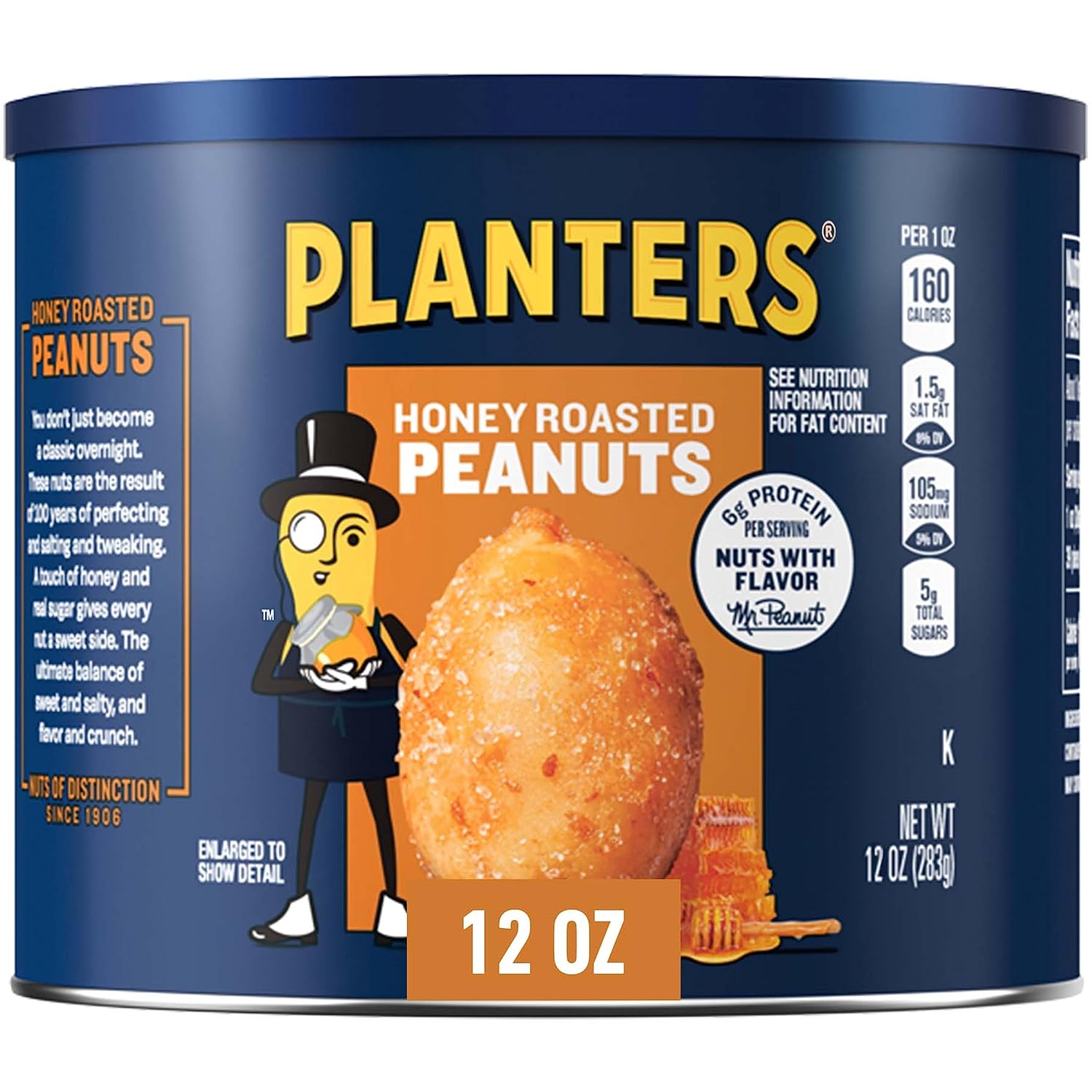PLANTERS Redskin Spanish Peanuts, Roasted Salted Peanuts 12.5 oz Jars (Pack of 6)