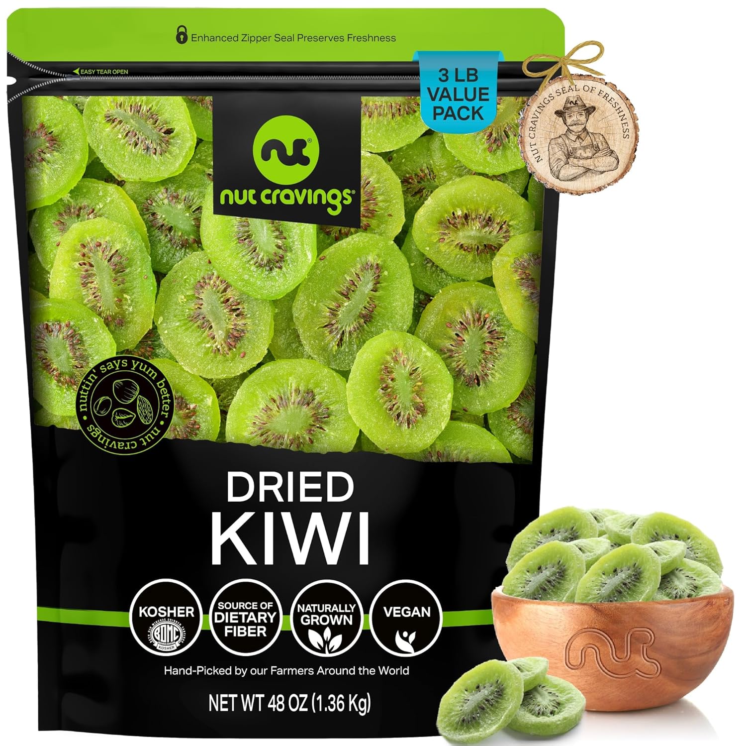 NUT CRAVINGS - Dried California Peaches, No Sugar Added, Unsweetened (16oz, 1 LB) Sweet Healthy Snack, Vegan, Kosher, Resealable Bag