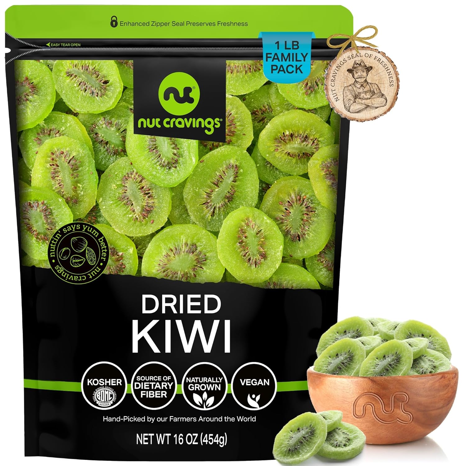 NUT CRAVINGS - Dried California Peaches, No Sugar Added, Unsweetened (16oz, 1 LB) Sweet Healthy Snack, Vegan, Kosher, Resealable Bag
