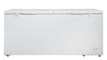 Hamilton Beach HBFRF2129 21 cu ft Double Door LID Garage-Ready Chest Freezer-White, Vinyl-Coated Baskets, Space-Saving Flat Back, Stay-Open, Front-Access Drain, for Storage, Hunting, Large Family