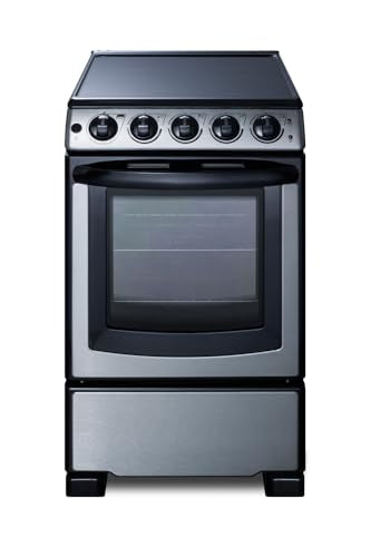 Summit 20” Electric Range, 2.3 cu.ft.Capacity Oven, Smooth Top, 220V 4 Burner Range- REX2071SSRT