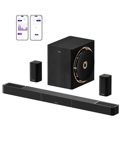ULTIMEA Skywave X60 7.1.4ch Professional Wireless Surround Sound System for TV w/Dolby Atmos, 840W Sound Bar with 8" Wireless Subwoofer, 28Hz Low Frequency, GaN Amplifier, 4K HDR Pass-Through