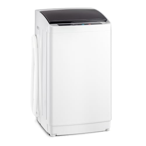 ROVSUN 17.8LBS Portable Washing Machine, Full-Automatic Electric Laundry Machine with Stainless Steel Drum, Compact Washer and Spin Dryer Combo with Drain Pump for Apartment, Dorm, Home