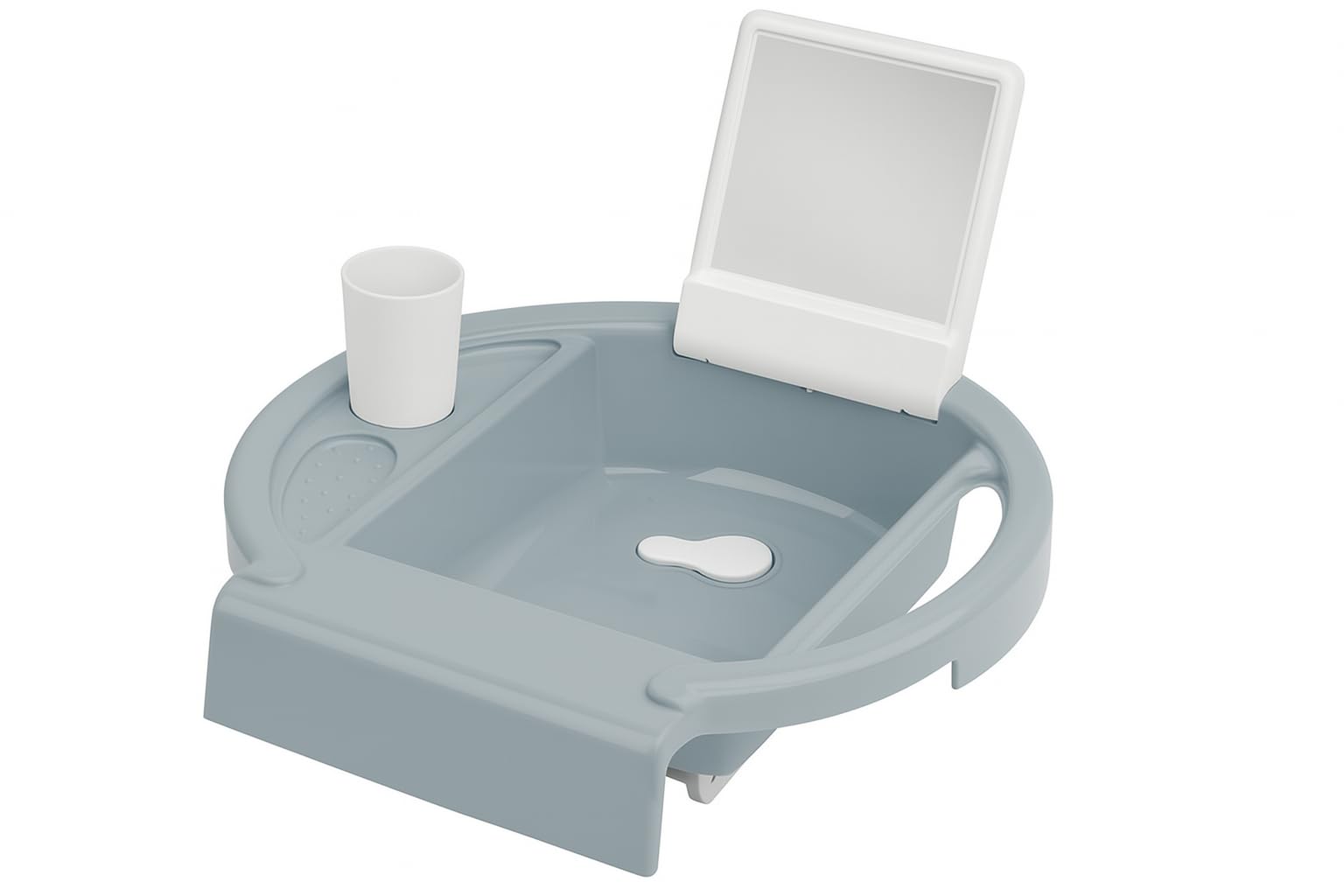 Rotho Babydesign Kiddy Wash - Kinderwaschbecken - Waschbecken - mobiles Kinderwaschbecken für die Badewanne - mit Spiegel- Ideal für Bad & Kinderzimmer grün