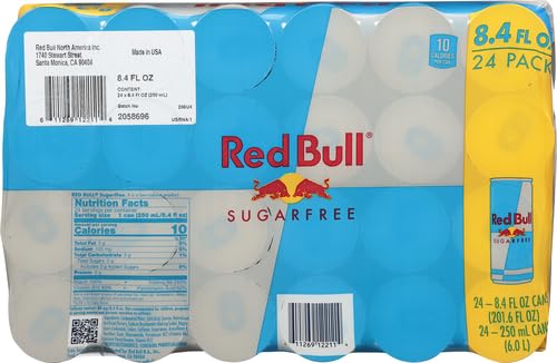 Red Bull Sugar Free Energy Drink with 151mg Caffeine plus Taurine & B Vitamins, 16 Fl Oz, Pack of 12 Cans