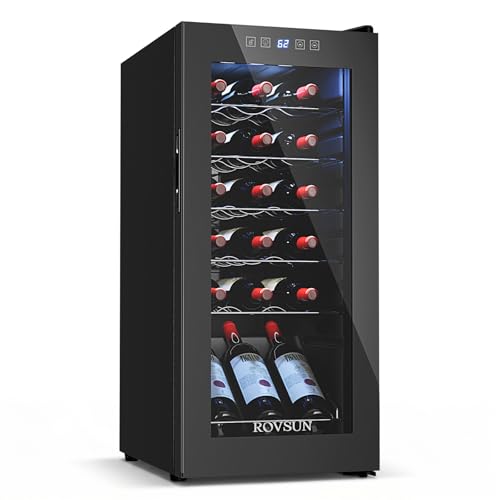 ROVSUN 18 Bottle Wine Fridge, Freestanding Compressor Wine Cooler Refrigerator, Beverage Wine Chiller with Digital Temperature Control & Double-layer Glass Door for Red White Wine, Champagne, Beer