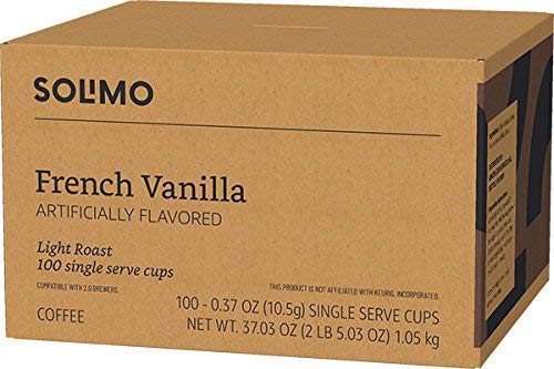 Amazon Brand - Solimo Dark Roast Coffee Pods, Compatible with Keurig 2.0 K-Cup Brewers, 100 Count (Pack of 1)