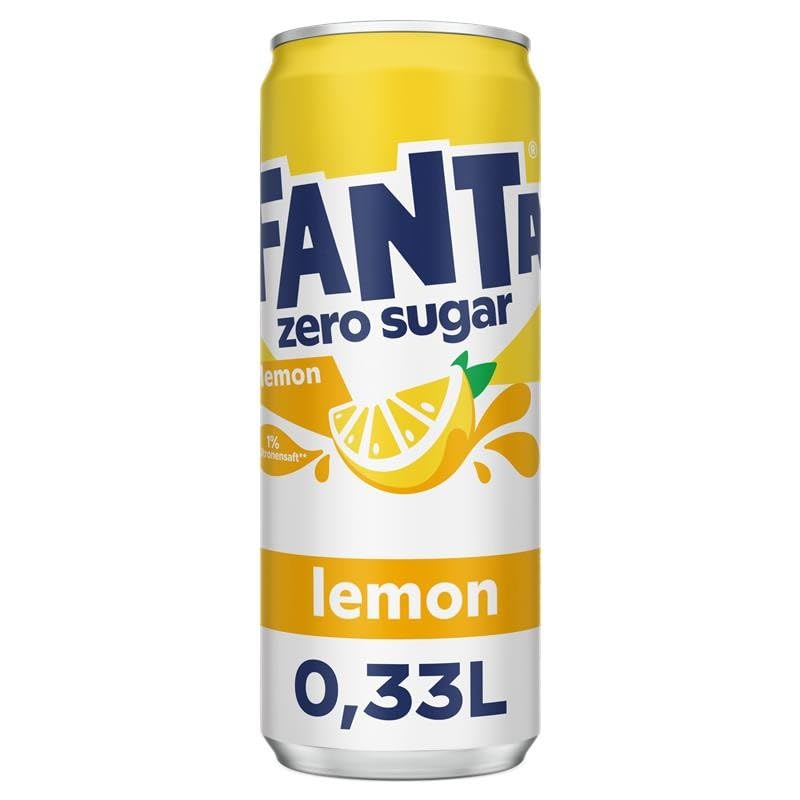 Fanta Lemon Zero - fruchtige Erfrischung mit saurem Zitronengeschmack - ohne Zucker und ohne Kalorien in praktischen Einweg Dosen (24 x 330 ml)