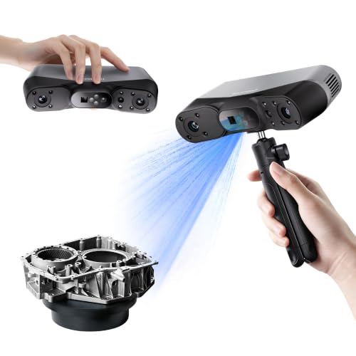 Revopoint POP 4 Handheld 3D Scanner, 0.03mm Accuracy Blue Laser, Up to 105 fps, AI Segmentation & 3DGS Modeling, 5 Scanning Modes, Anti-Shake Tracking, Outdoor Scanning, for 3D Printing, Premium