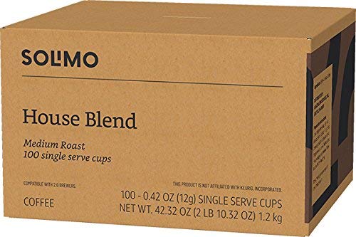 Amazon Brand - Solimo Dark Roast Coffee Pods, Compatible with Keurig 2.0 K-Cup Brewers, 100 Count (Pack of 1)