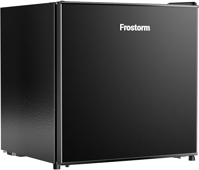 Frostorm 3.2 Cu Ft Mini Fridge with Freezer - Energy Efficient, Large Capacity Single Door Upright Freezer for Bedroom, Office & Dorm | Small Fridge, Reversible Door, ETL Certified(Black)