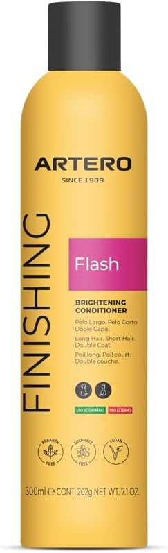 Artero Flash. Conditioner und Glanzverstärker für Hunde und Katzen in Sprayform, erleichtert das Bürsten ohne Haarbruch.