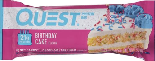Quest Nutrition Chocolate Chip Dough Cookie Protein Bars, 21g Protein, 1g Sugar, 4g Net Carbs, High Fiber, Gluten Free, Keto-Friendly, 12 Count