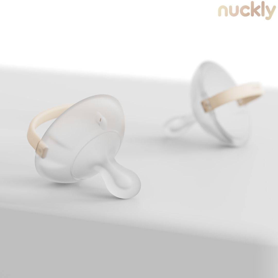 Nuckly NatureSense Brustähnlicher Schnuller – Doppelpack, 1–24 Monate, BPA-frei, Food-Grade Silikon, Beige