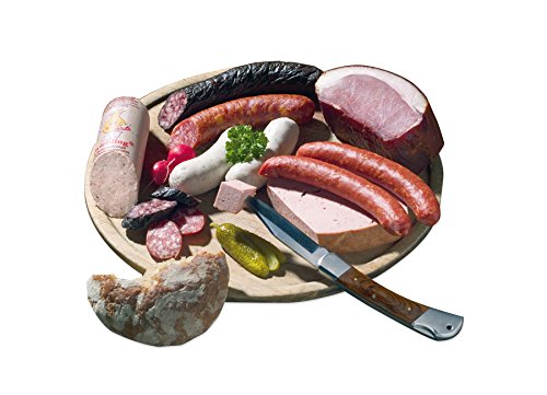 Landmetzgerei Schiessl Bayerisches Probier-Packerl 1 kg | Hausmacher Wurst, Leberkäse, Schinken, Salami | Glutenfrei & laktosefrei | Spitzenqualität aus eigener Schlachtung als Geschenkset
