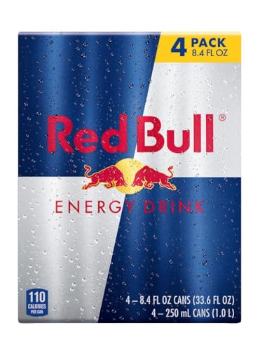 Red Bull Energy Drink with 80mg Caffeine plus Taurine & B Vitamins, 8.4 Fl Oz, 6 Packs of 4 Cans (Pack of 24)