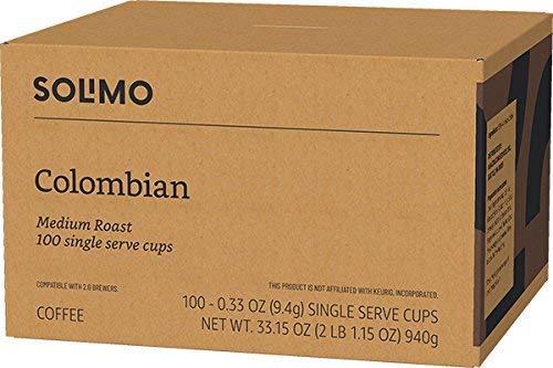 Amazon Brand - Solimo Dark Roast Coffee Pods, Compatible with Keurig 2.0 K-Cup Brewers, 100 Count (Pack of 1)