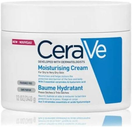 CeraVe Moisturizing Cream, Body and Face Moisturizer for Dry Skin, Body Cream with Hyaluronic Acid and Ceramides, 19 Ounce
