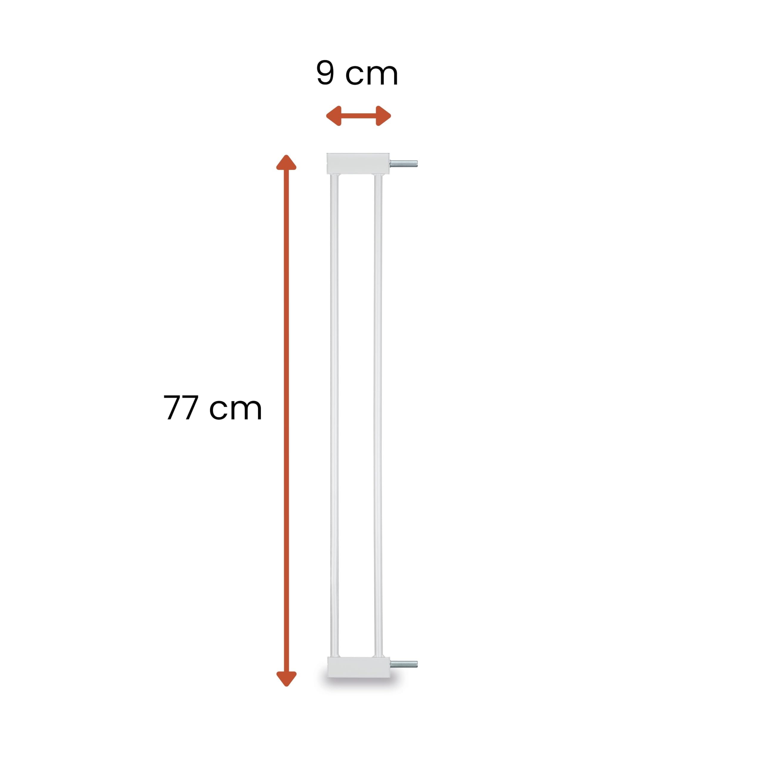 hauck Open N Stop 2 + 21 cm Verlängerung, Weiß - Kinderschutzgitter Hundegitter, Verstellbare Breite 96-101 cm, 77 cm Hoch, Beidseitige Einhand Öffnung, ohne Bohren, für Innen