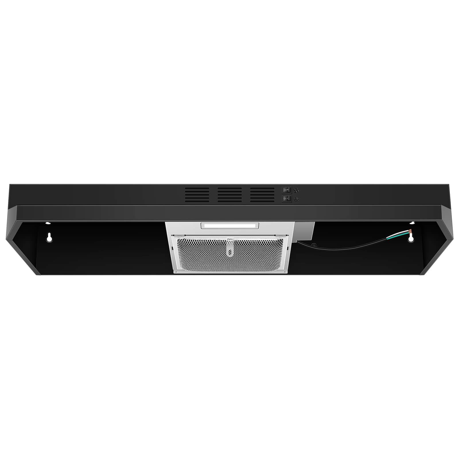 SNDOAS Range Hood 30 inch Under Cabinet, Ducted/Ductless Convertible Kitchen Hood, Stainless Steel Vent Hood with LED Light,Under Cabinet Hood with 2 Speed Exhaust Fan,Black