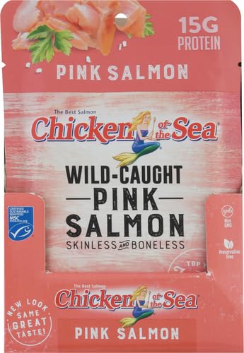 Chicken of the Sea Alaskan Pink Salmon in Spring Water, 2.5 Ounce Packets (Box of 12), Wild Caught, Skinless & Boneless