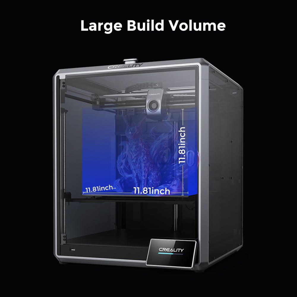 Creality K1C 3D Printer, 3D Printers with 600mm/s Fast Printing Speed, Support Carbon Fiber Filament 300℃ High-Temp Print, Auto Leveling and Clog-Free Direct Extruder 8.66x8.66x9.84 inch