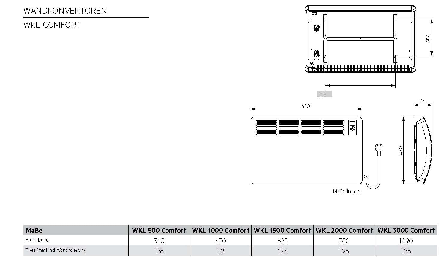 AEG Wandkonvektor WKL 505, Elektroheizung energiesparend, 500 W für ca. 6 m², LCD-Display, Wochenzeitschaltuhr, 236531