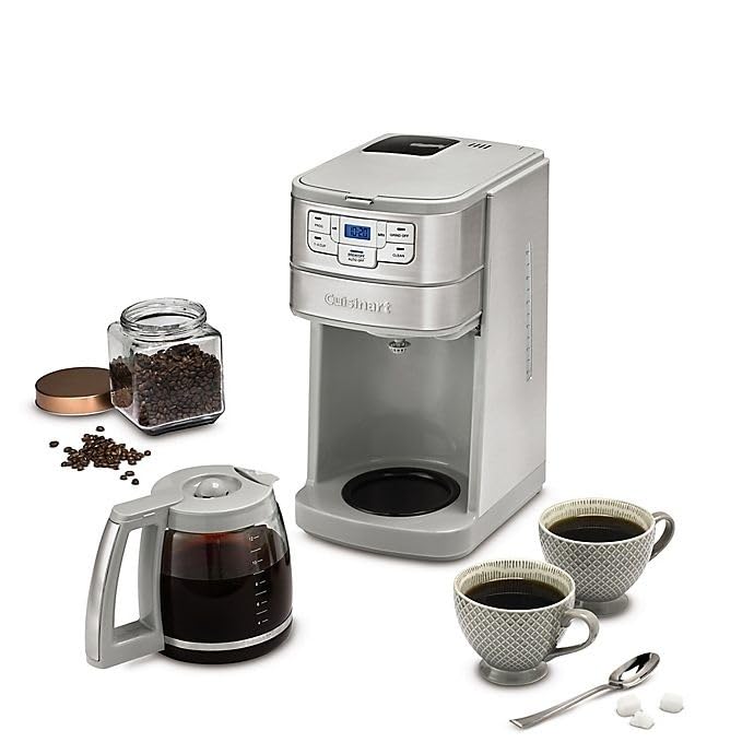 Cuisinart Automatic Grind & Brew 12-Cup Coffee Maker with Blade Grinder, Programmable Coffee Machine Glass Carafe with 1-4 Cup Setting, Brew Pause, Grind-Off Option, DGB-400NAS, Black/Stainless Steel