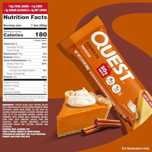 Quest Nutrition Chocolate Chip Dough Cookie Protein Bars, 21g Protein, 1g Sugar, 4g Net Carbs, High Fiber, Gluten Free, Keto-Friendly, 12 Count