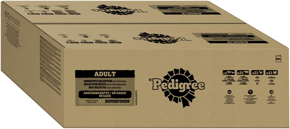 PEDIGREE DOGCARE Hundefutter Portionsbeutel Chunks in Soße Adult 40 x 100g