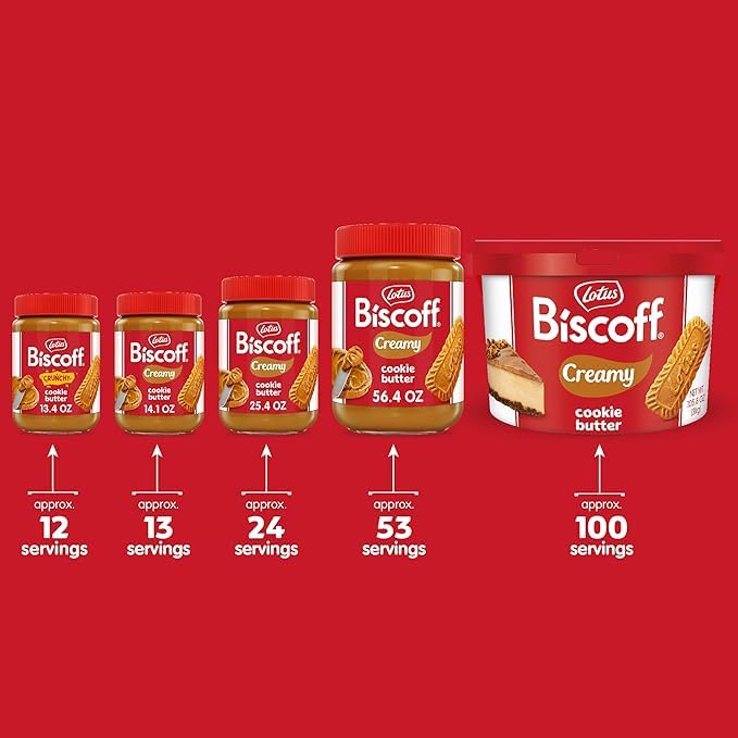 Lotus Biscoff Cookie Butter Spread, Creamy, non-GMO + Vegan, 25.4oz