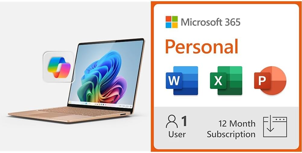 Microsoft Surface Laptop (2024), Windows 11 Copilot+ PC, 13.8" Touchscreen Display, Snapdragon X Elite (12 core), 16GB RAM, 1TB SSD Storage, Platinum