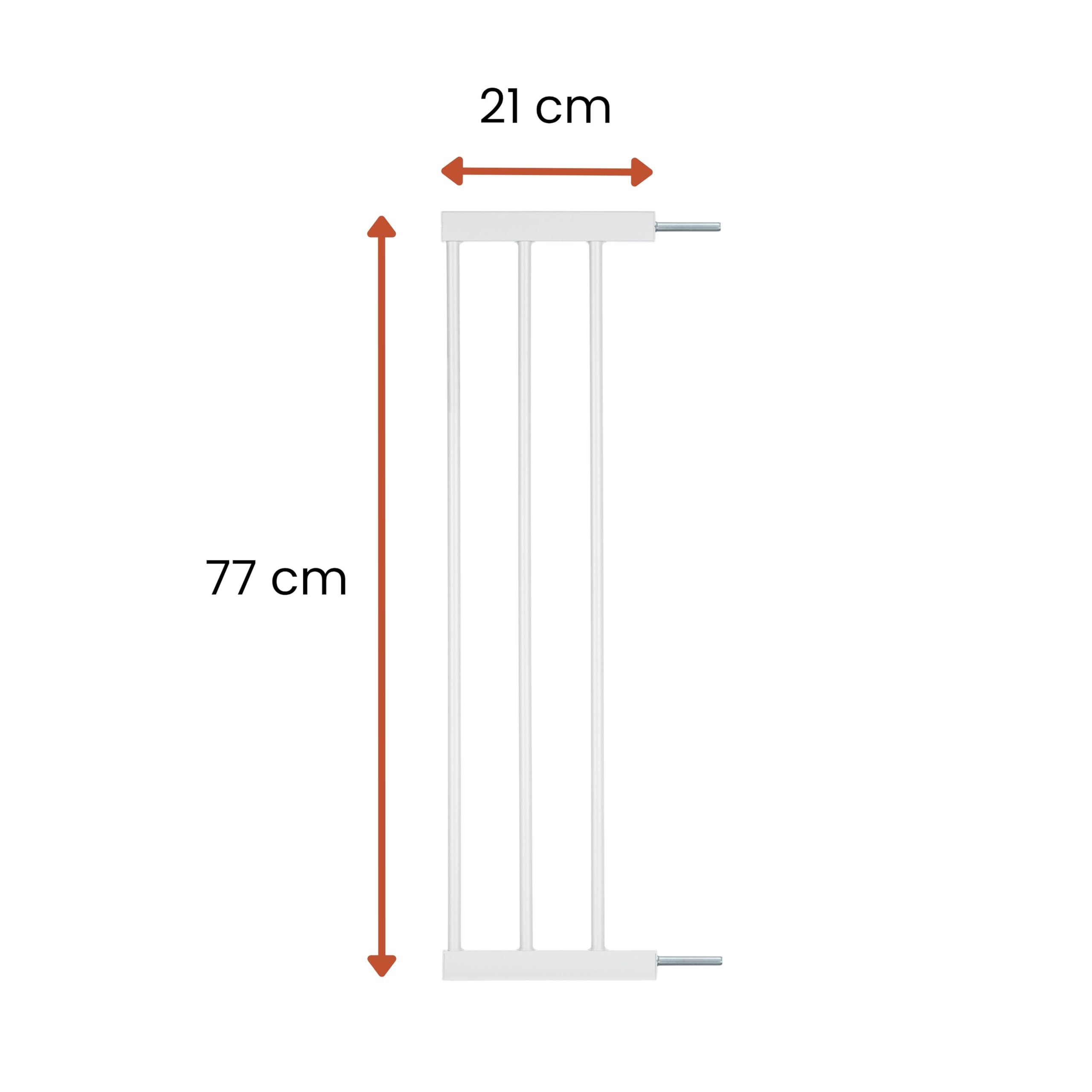 hauck Open N Stop 2 + 21 cm Verlängerung, Weiß - Kinderschutzgitter Hundegitter, Verstellbare Breite 96-101 cm, 77 cm Hoch, Beidseitige Einhand Öffnung, ohne Bohren, für Innen