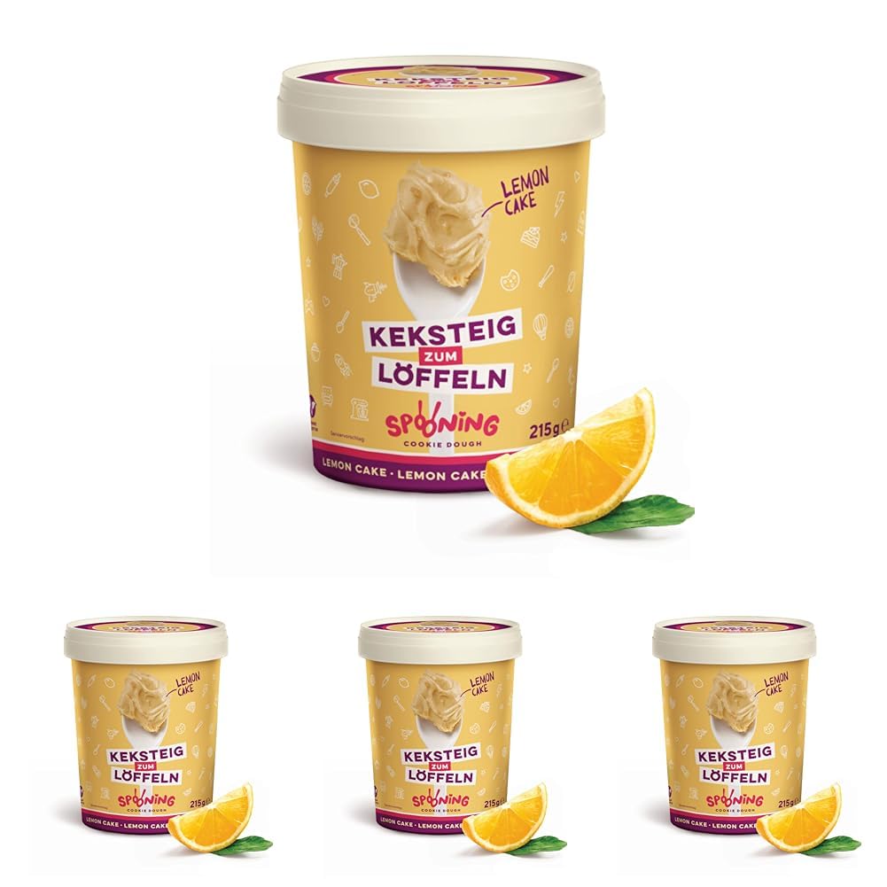 Spooning Cookie Dough Bundle, Keksteig zum Löffeln in 4 verschiedenen Sorten, Classic, Chocolate Chips, Black Cookie Crunch, Lemon Cake, 4x 215g