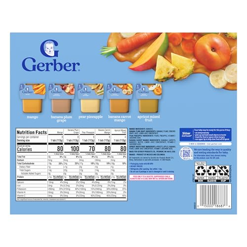 Gerber Stage 2 Baby Food, Nourishing Blends Tubs, Meat Meals Powerblend, Baby Puree, Variety Pack, 32PK