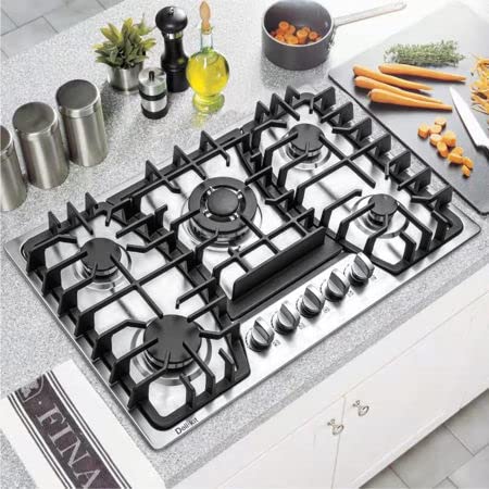 Deli-kit 30 Inch Gas Cooktop - Dual Fuel Sealed 5 Burners Built-In Stainless Steel Hob DK257-A03