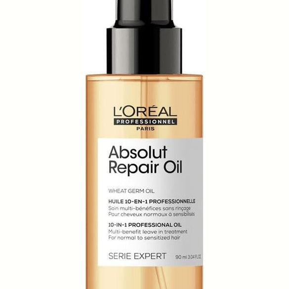 L’Oréal Professionnel | Absolut Repair Oil multi-benefit leave in treatment | For dry and damaged hair | | Repairs & Hydrates Dry, Damaged Hair | With Protein and Gold Quinoa | SERIE EXPERT | 90ml