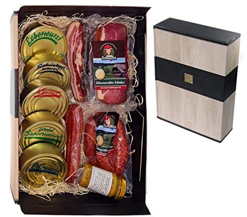 Schwarzwald Metzgerei - Geschenkset "Dosenwurst und mehr" mit verschiedenen Wurtsspezialitäten, Altbadischem Senf, Schinken und Speck - 10-teilig