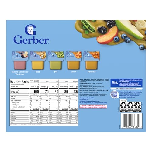 Gerber Stage 2 Baby Food, Nourishing Blends Tubs, Meat Meals Powerblend, Baby Puree, Variety Pack, 32PK