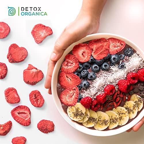 Detox Organica GEFRIERGETROCKNETE ERDBEEREN, 300g Früchte in Scheiben, 100% Trockenfrüchte natürlich und ohne Zusatz von Zucker oder Zusatzstoffen, Erdbeerchips freeze dried strawberries (300g)